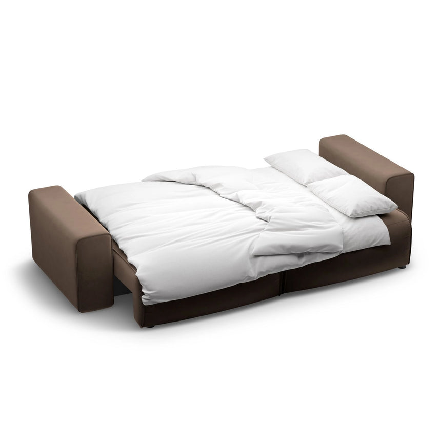 Victor 3-Sitzer Sofa, ausklappbar, mit Schlaffunktion und Bettkasten, aus Samt in Schokolade (Paris Chocolate), 246x100 cm von Micadoni – Bild 7