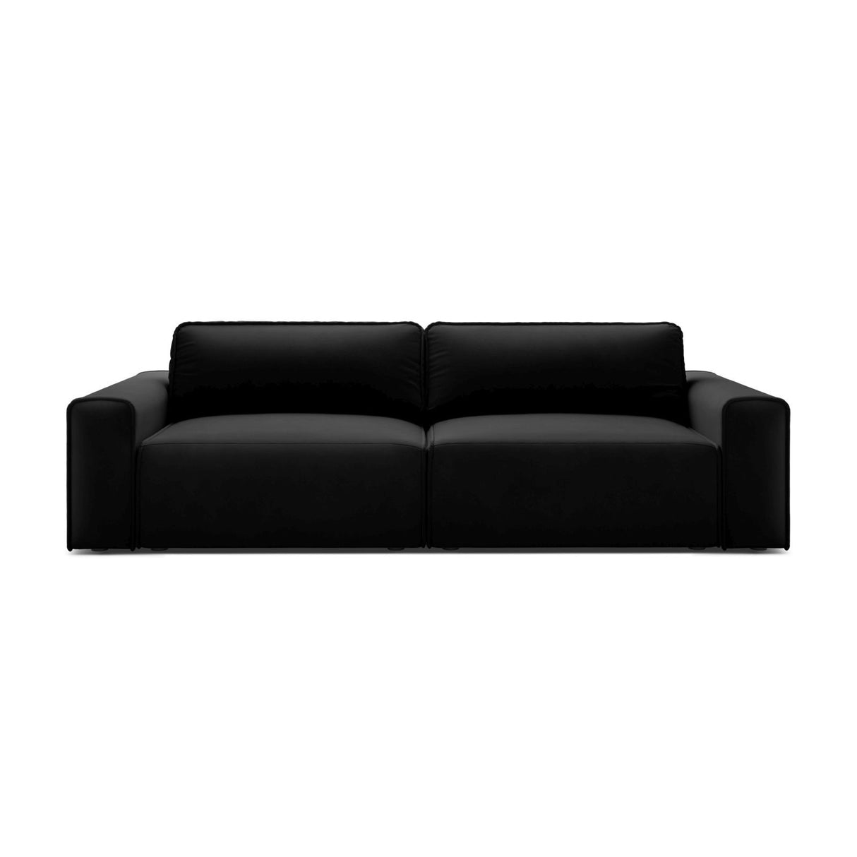 Victor 3-Sitzer Sofa, ausklappbar, mit Schlaffunktion und Bettkasten, aus Samt in Schwarz (Paris Black), 246x100 cm von Micadoni – Bild 1