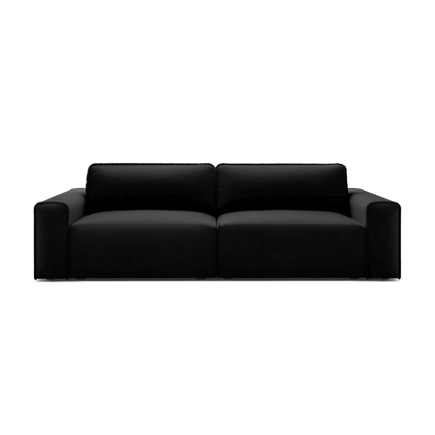 Victor 3-Sitzer Sofa, ausklappbar, mit Schlaffunktion und Bettkasten, aus Samt in Schwarz (Paris Black), 246x100 cm von Micadoni – Bild 1