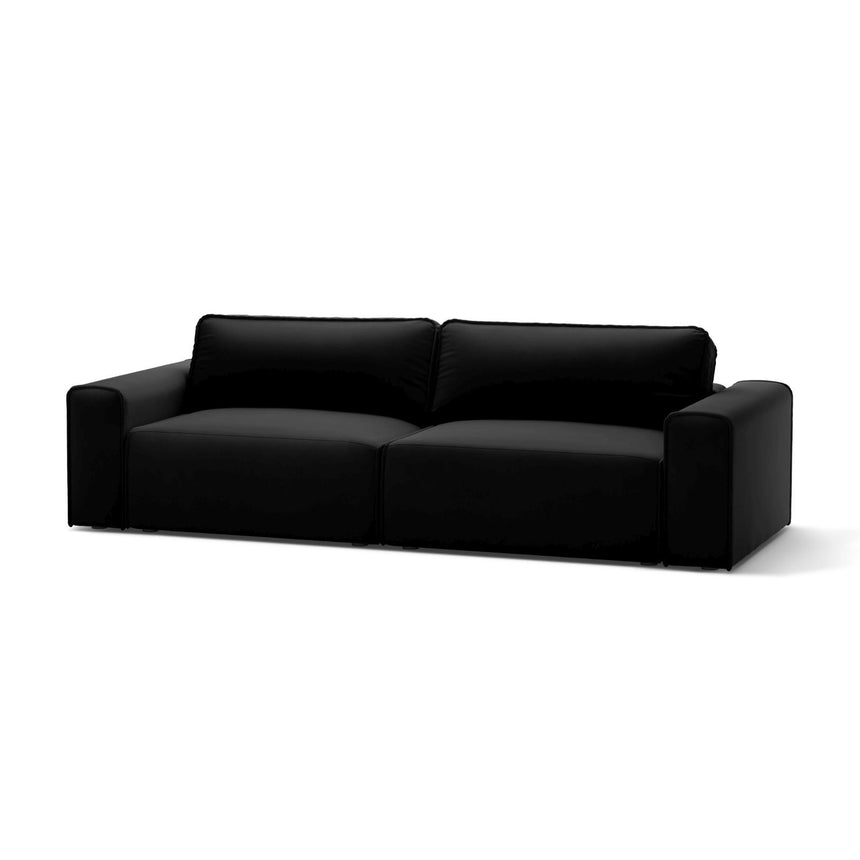 Victor 3-Sitzer Sofa, ausklappbar, mit Schlaffunktion und Bettkasten, aus Samt in Schwarz (Paris Black), 246x100 cm von Micadoni – Bild 4