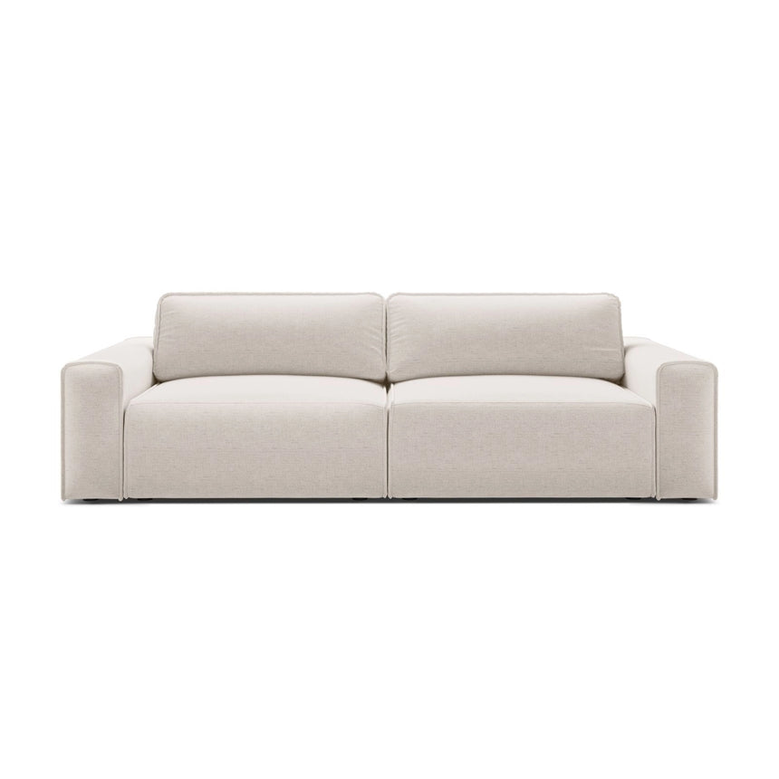 Victor 3-Sitzer Sofa, ausklappbar, mit Schlaffunktion und Bettkasten, aus Samt oder Strukturstoff, 246x100 cm von Micadoni – Bild 1