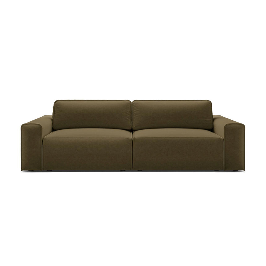Victor 3-Sitzer Sofa, ausklappbar, mit Schlaffunktion und Bettkasten, aus Strukturierter Stoff in Grün (Moly 38), 246x100 cm von Micadoni – Bild 1