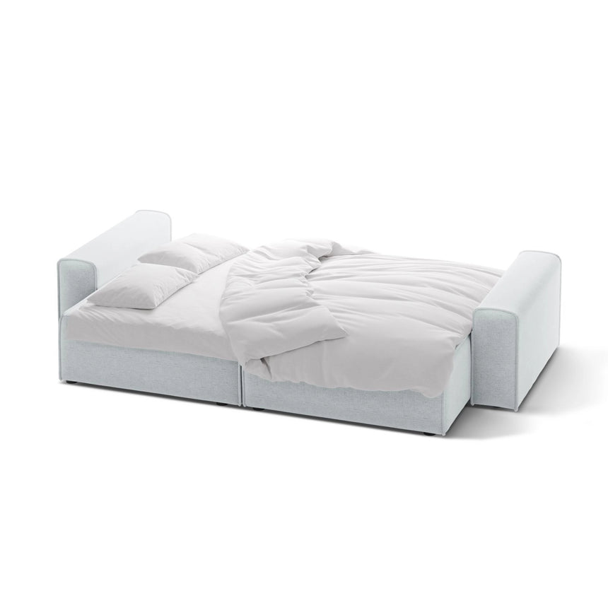Victor 3-Sitzer Sofa, ausklappbar, mit Schlaffunktion und Bettkasten, aus Strukturierter Stoff in Hellgrau (Moly 70), 246x100 cm von Micadoni – Bild 5