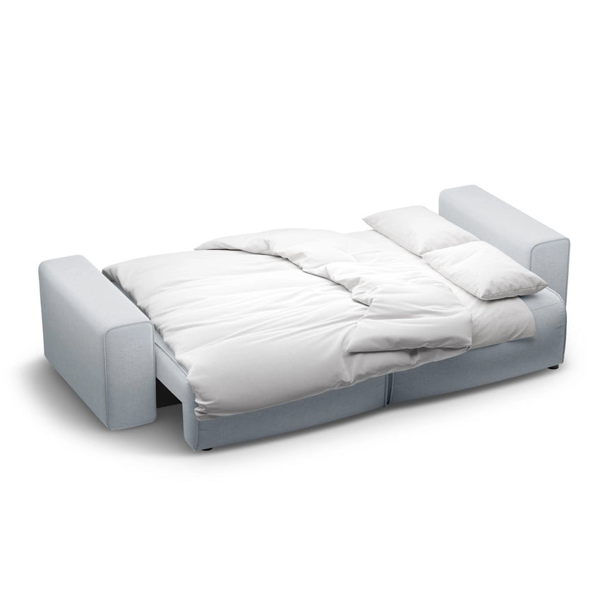 Victor 3-Sitzer Sofa, ausklappbar, mit Schlaffunktion und Bettkasten, aus Strukturierter Stoff in Hellgrau (Moly 70), 246x100 cm von Micadoni – Bild 7