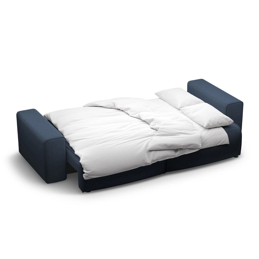 Victor 3-Sitzer Sofa, ausklappbar, mit Schlaffunktion und Bettkasten, aus Strukturierter Stoff in Königsblau (Moly 79), 246x100 cm von Micadoni – Bild 7