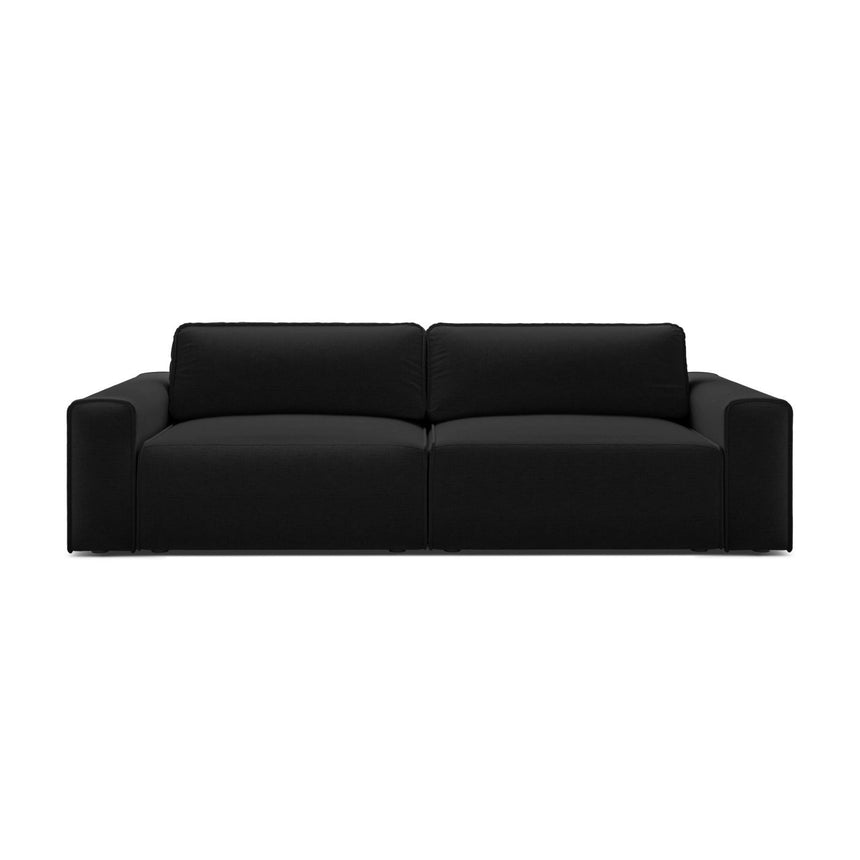 Victor 3-Sitzer Sofa, ausklappbar, mit Schlaffunktion und Bettkasten, aus Strukturierter Stoff in Schwarz (Moly 99), 246x100 cm von Micadoni – Bild 1