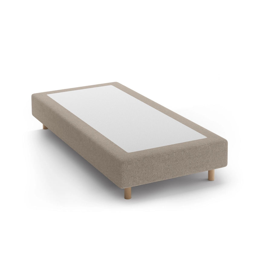 Whale Bett mit Buchenholzfüßen aus Chenille in Dunkelbeige (Eden 4 Beige), 100x200 cm von Micadoni – Bild 1
