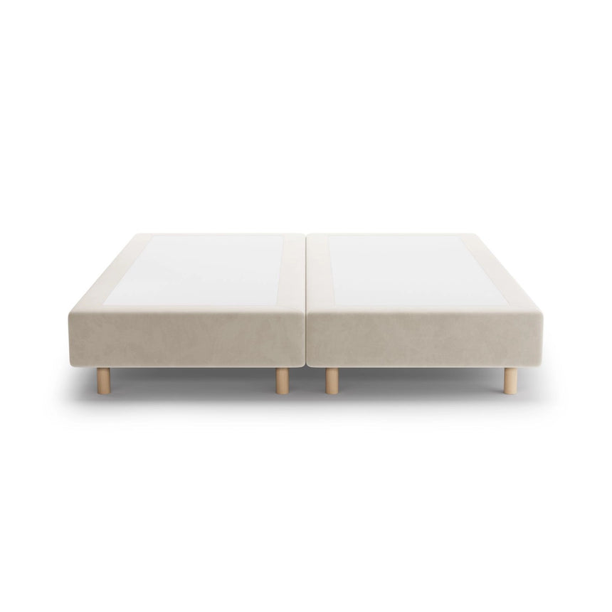 Whale Bett mit Buchenholzfüßen aus Samt in Beige (Paris Cream), 180x200 cm von Micadoni – Bild 3