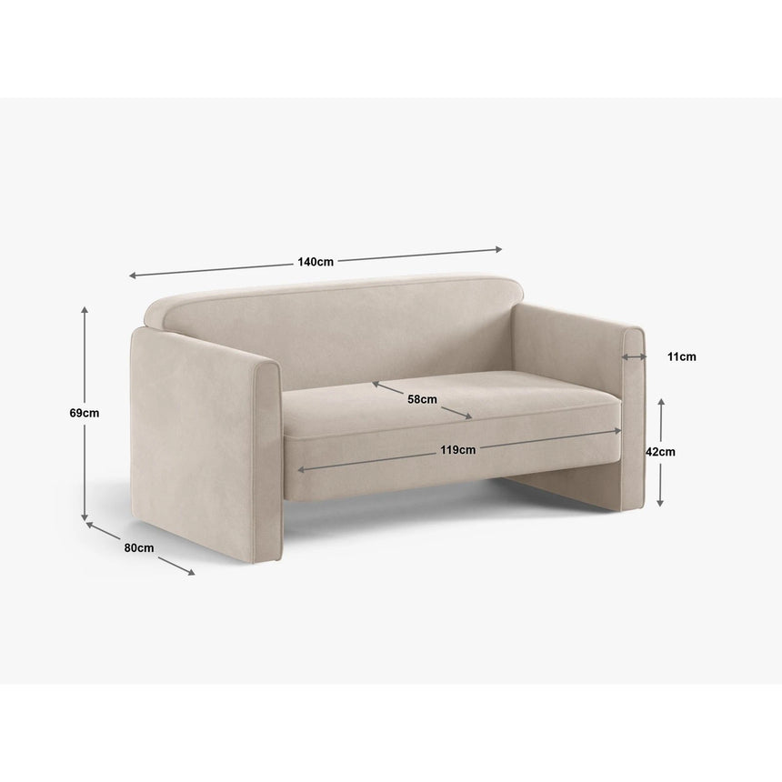 Abby 2-Sitzer Sofa aus Strukturierter Stoff (Heritage Cement) in Hellgrau, 140x80 cm – Bild 2