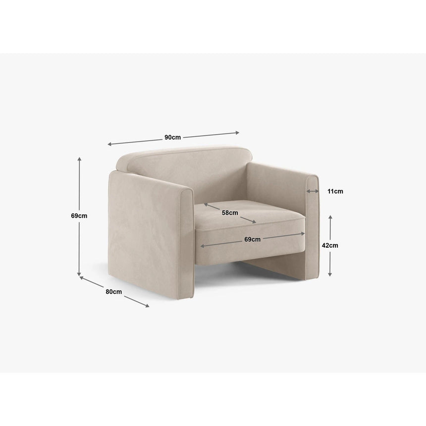 Abby Sessel aus Strukturierter Stoff (Heritage Cement) in Hellgrau, 90x80 cm – Bild 2