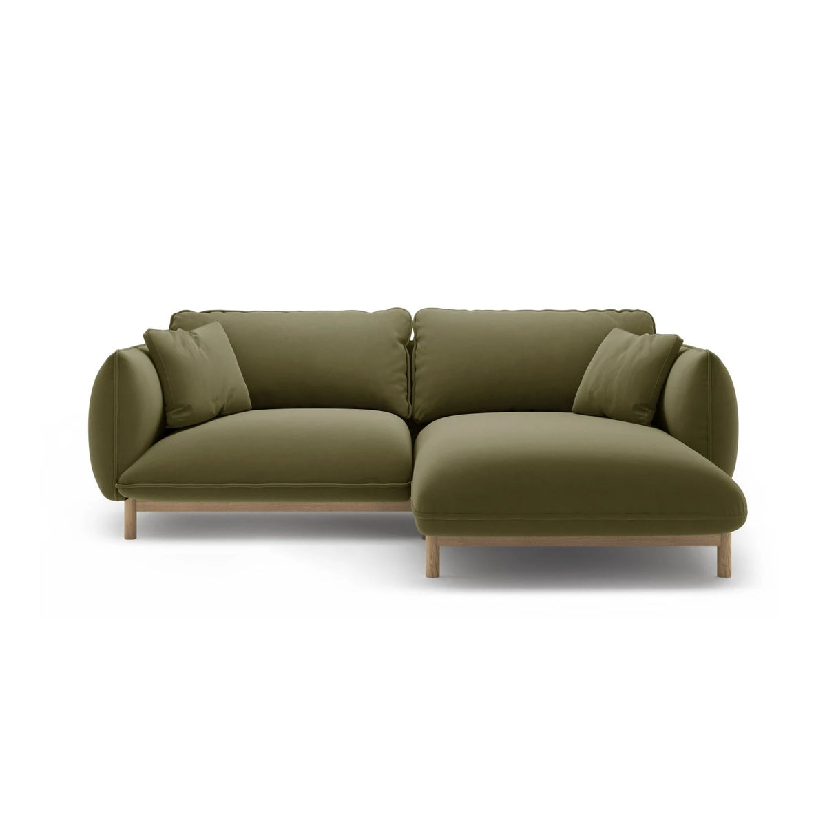 Ada Ecksofa Rechts aus Samt (Casino Forest) in Hellgrün, 220x179 cm – Bild 1