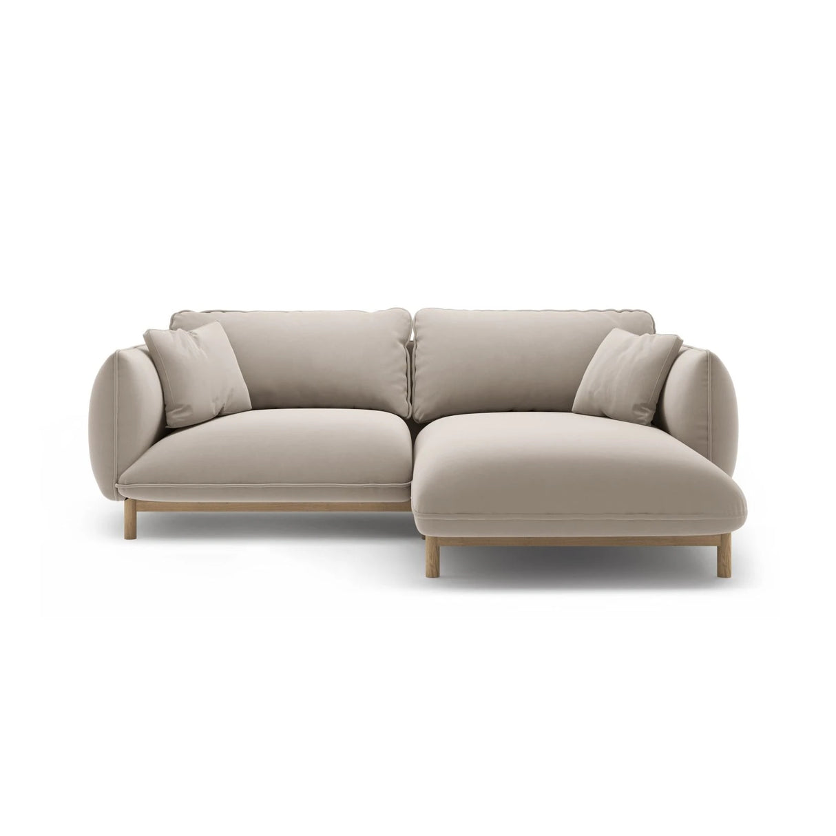 Ada Ecksofa Rechts aus Samt (Casino Pearl) in Leichtes Beige, 220x179 cm – Bild 1