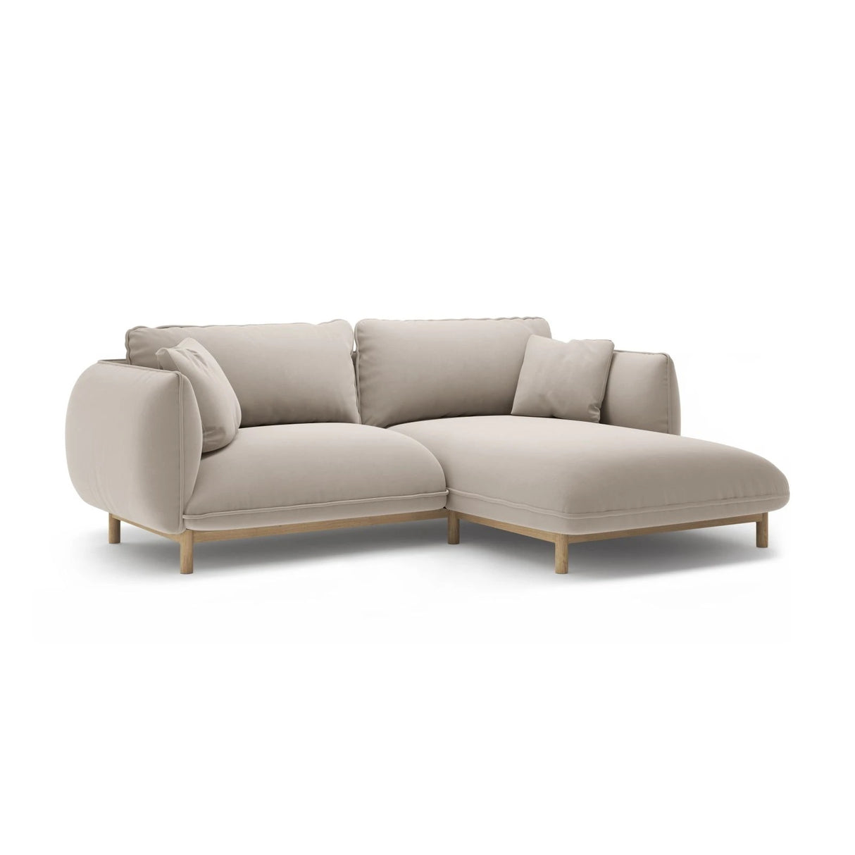 Ada Ecksofa Rechts aus Samt (Casino Pearl) in Leichtes Beige, 220x179 cm – Bild 3