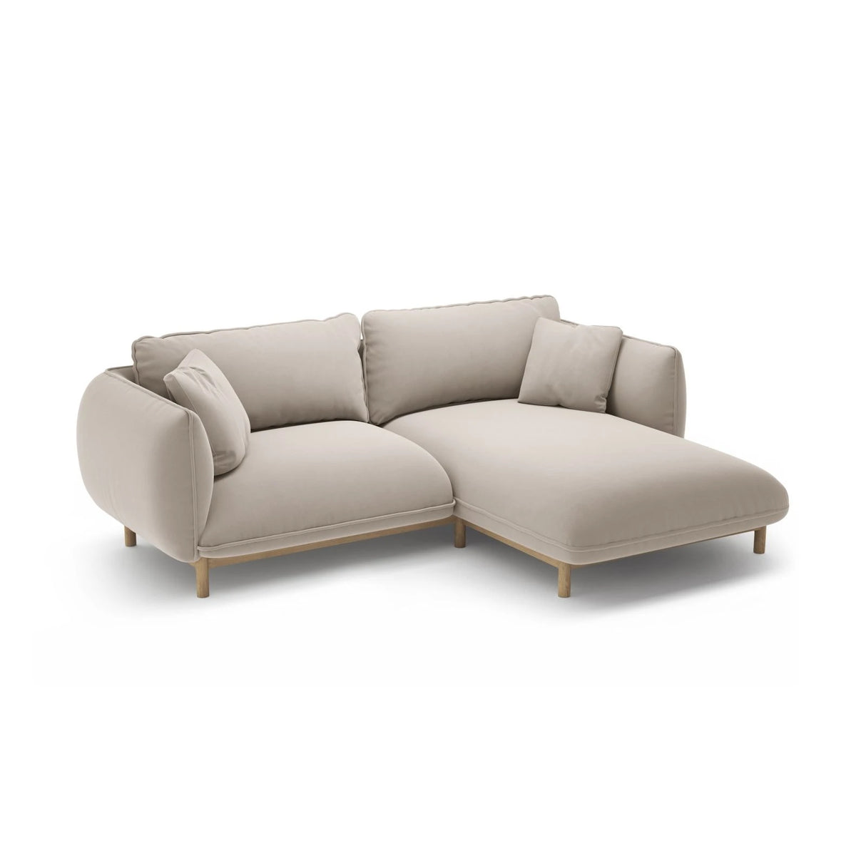 Ada Ecksofa Rechts aus Samt (Casino Pearl) in Leichtes Beige, 220x179 cm – Bild 5