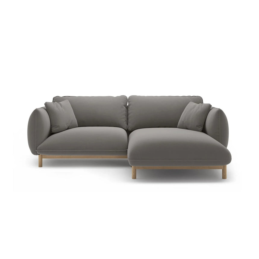 Ada Ecksofa Rechts aus Samt (Casino Stone) in Grau, 220x179 cm – Bild 1