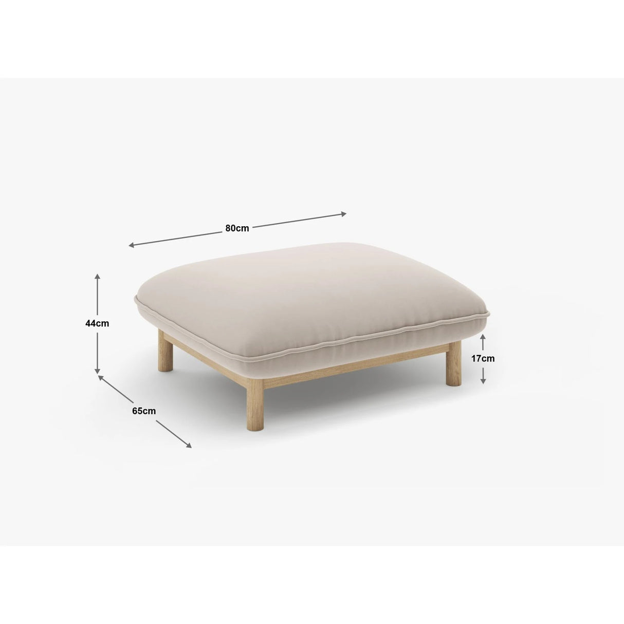 Ada Pouf aus Samt (Casino Pearl) in Leichtes Beige, 80x65 cm – Bild 2