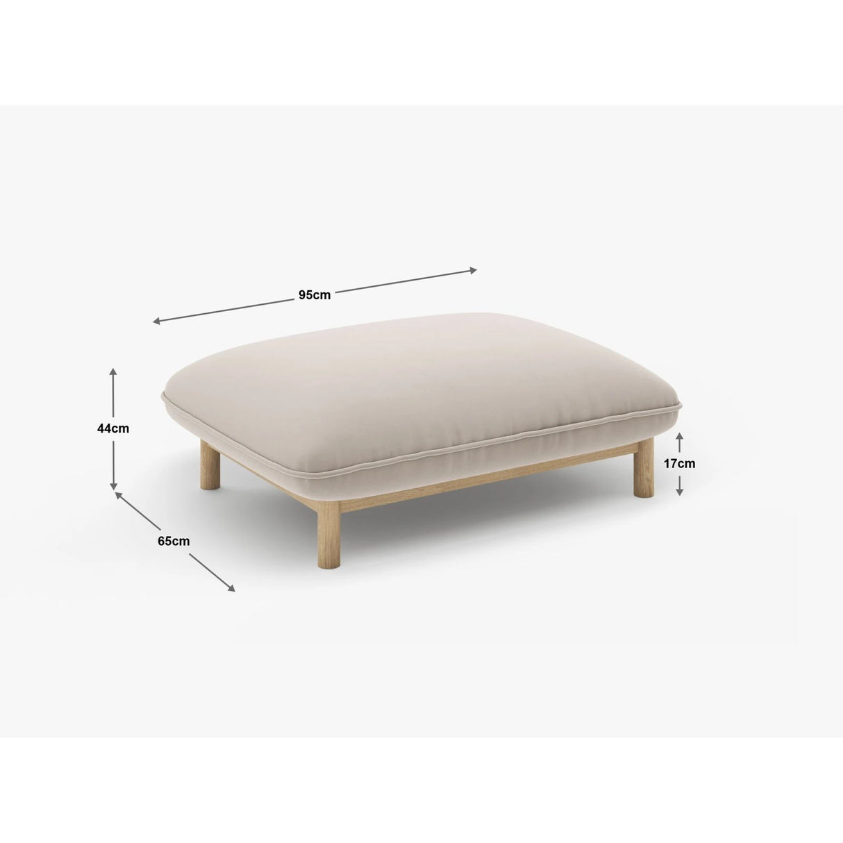 Ada Pouf aus Samt (Casino Pearl) in Leichtes Beige, 95x65 cm – Bild 2