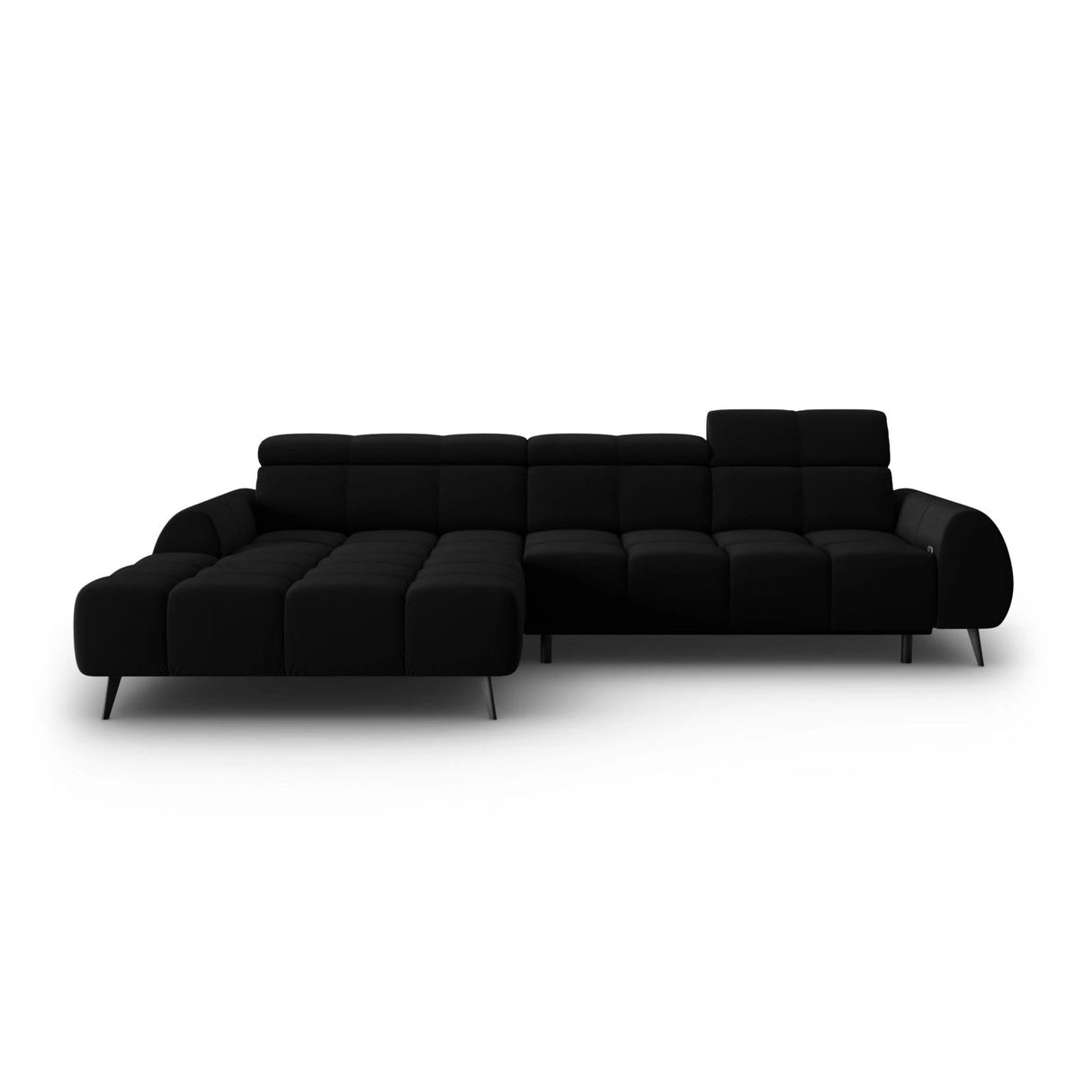 Alyse 5-Sitzer Ecksofa Links, elektrisch verstellbar, mit Bezug aus Samt (Bluvel 19) in Schwarz, 295x188 cm – Bild 4
