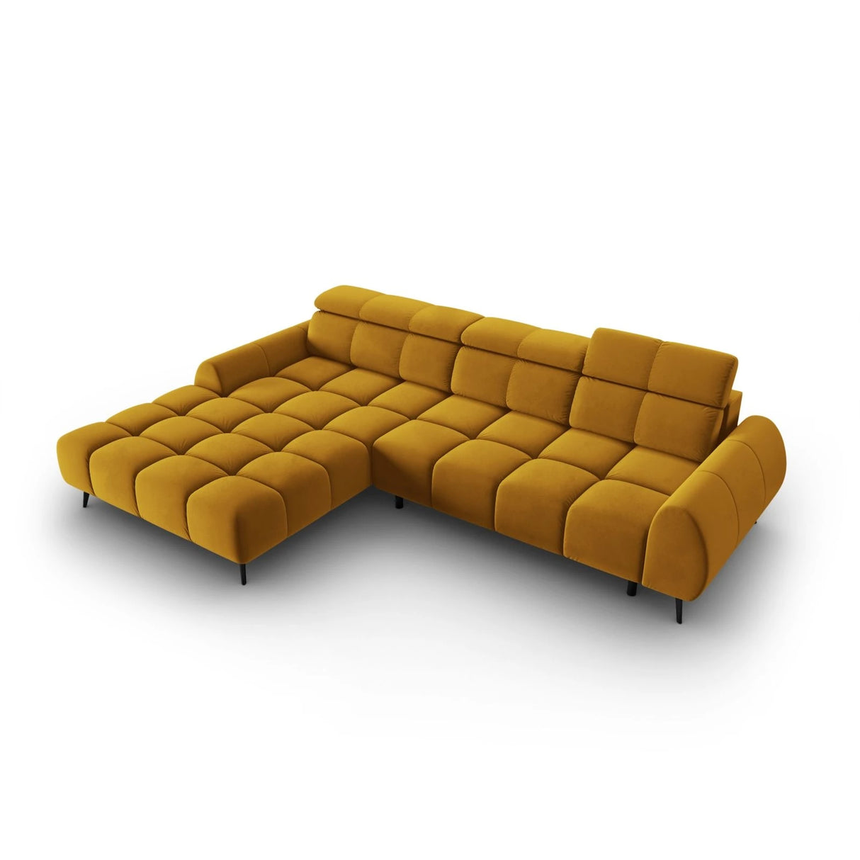 Alyse 5-Sitzer Ecksofa Links, elektrisch verstellbar, mit Bezug aus Samt (Bluvel 68) in Gelb, 295x188 cm – Bild 6