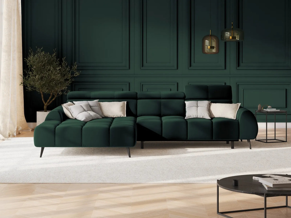 Alyse 5-Sitzer Ecksofa Links, elektrisch verstellbar, mit Bezug aus Samt (Bluvel 78) in Flaschengrün, 295x188 cm – Bild 2