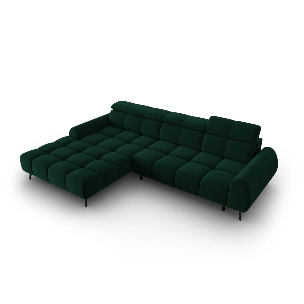 Alyse 5-Sitzer Ecksofa Links, elektrisch verstellbar, mit Bezug aus Samt (Bluvel 78) in Flaschengrün, 295x188 cm – Bild 6