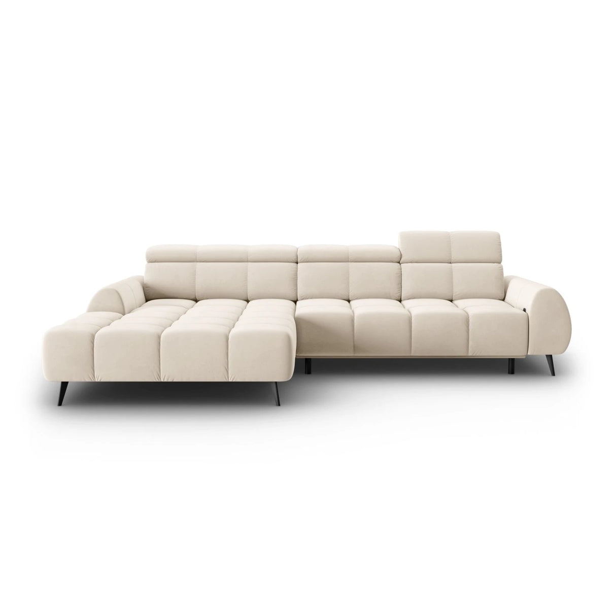 Alyse 5-Sitzer Ecksofa Links, elektrisch verstellbar, mit Bezug aus Samt oder Strukturstoff, 295x188 cm – Bild 4