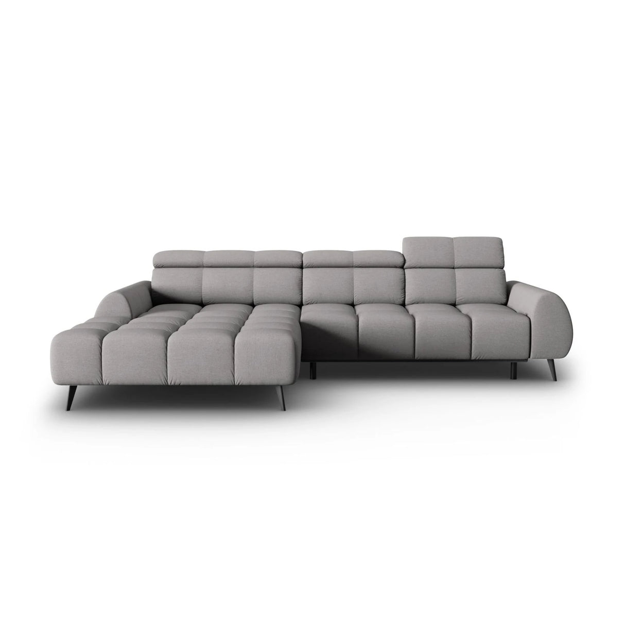 Alyse 5-Sitzer Ecksofa Links, elektrisch verstellbar, mit Bezug aus Strukturierter Stoff (Nea 07) in Hellgrau, 295x188 cm – Bild 4