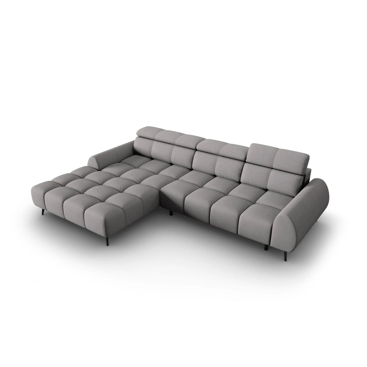 Alyse 5-Sitzer Ecksofa Links, elektrisch verstellbar, mit Bezug aus Strukturierter Stoff (Nea 07) in Hellgrau, 295x188 cm – Bild 6