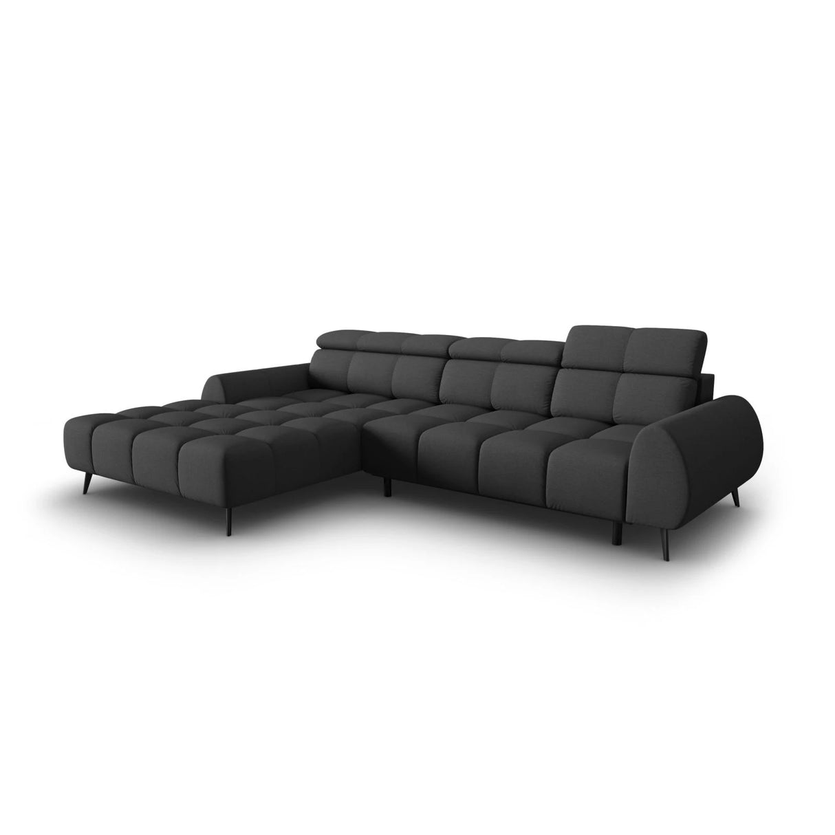 Alyse 5-Sitzer Ecksofa Links, elektrisch verstellbar, mit Bezug aus Strukturierter Stoff (Nea 16) in Dunkelgrau, 295x188 cm – Bild 1