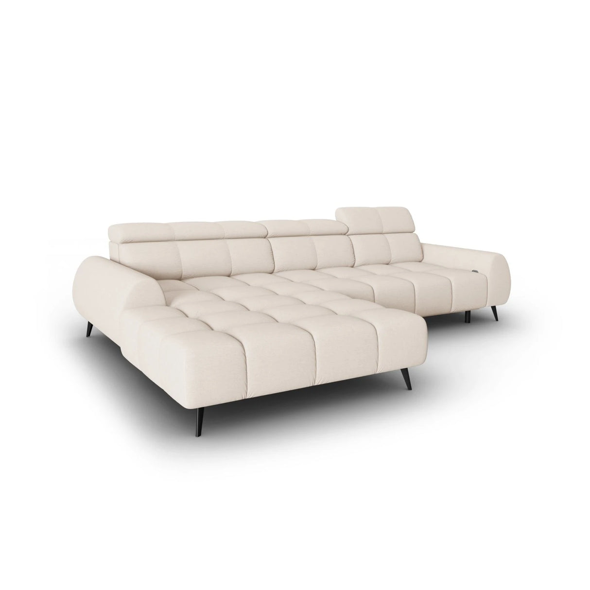 Alyse 5-Sitzer Ecksofa Links, elektrisch verstellbar, mit Bezug aus Strukturierter Stoff (Nea 23) in Leichtes Beige, 295x188 cm – Bild 5