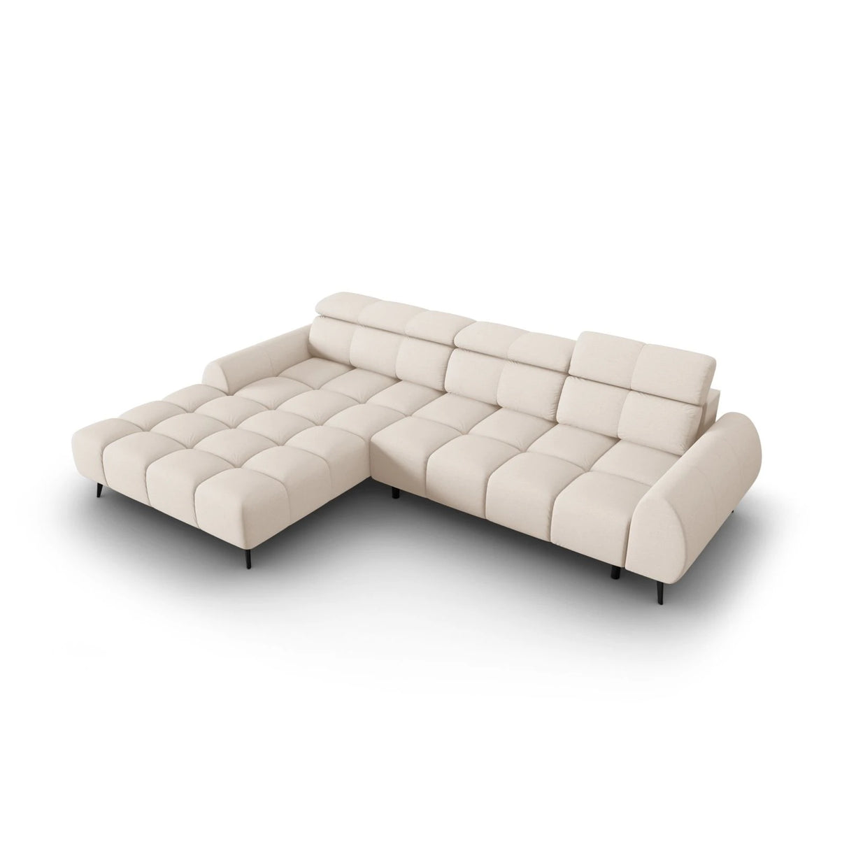 Alyse 5-Sitzer Ecksofa Links, elektrisch verstellbar, mit Bezug aus Strukturierter Stoff (Nea 23) in Leichtes Beige, 295x188 cm – Bild 6