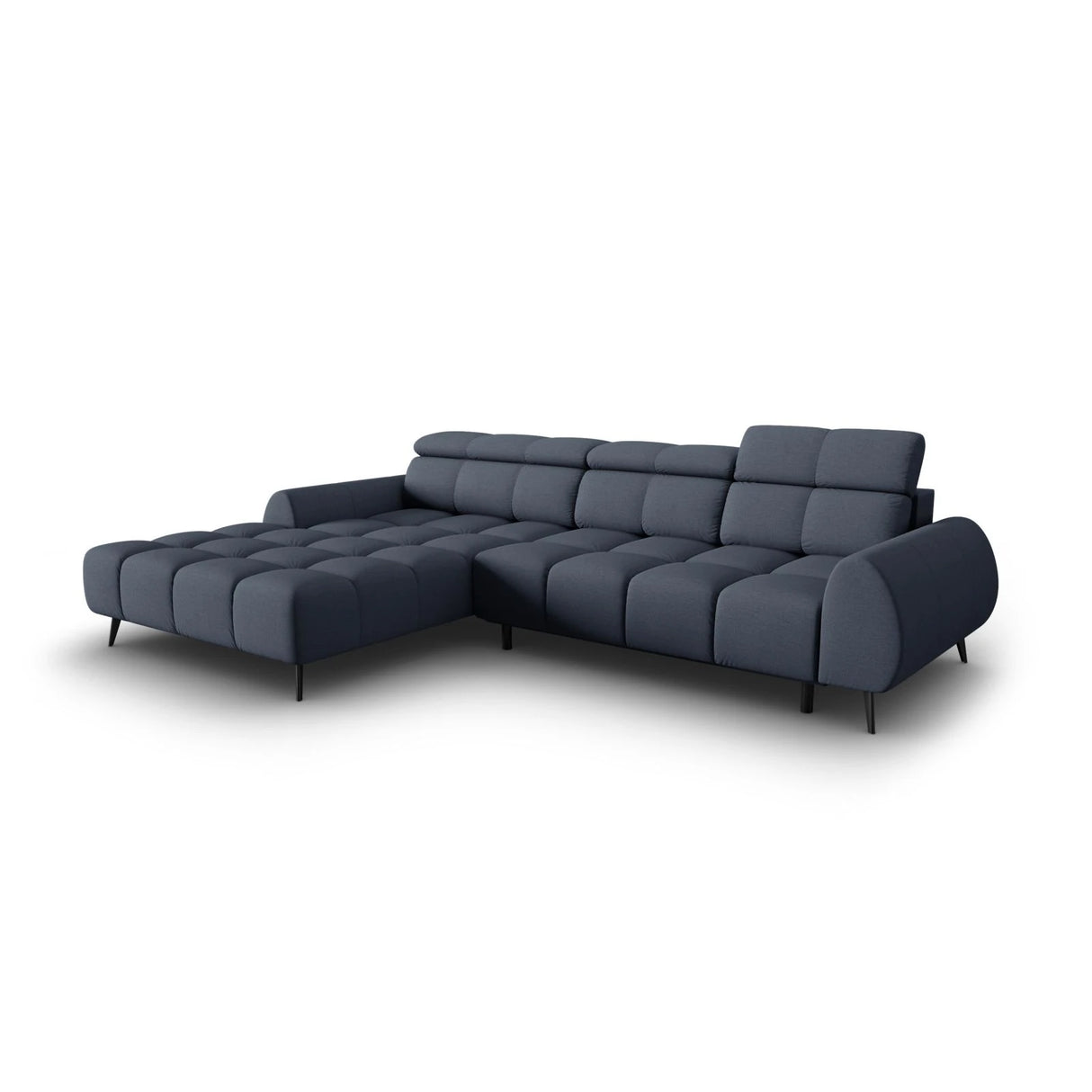 Alyse 5-Sitzer Ecksofa Links, elektrisch verstellbar, mit Bezug aus Strukturierter Stoff (Nea 86) in Dunkelblau, 295x188 cm – Bild 1