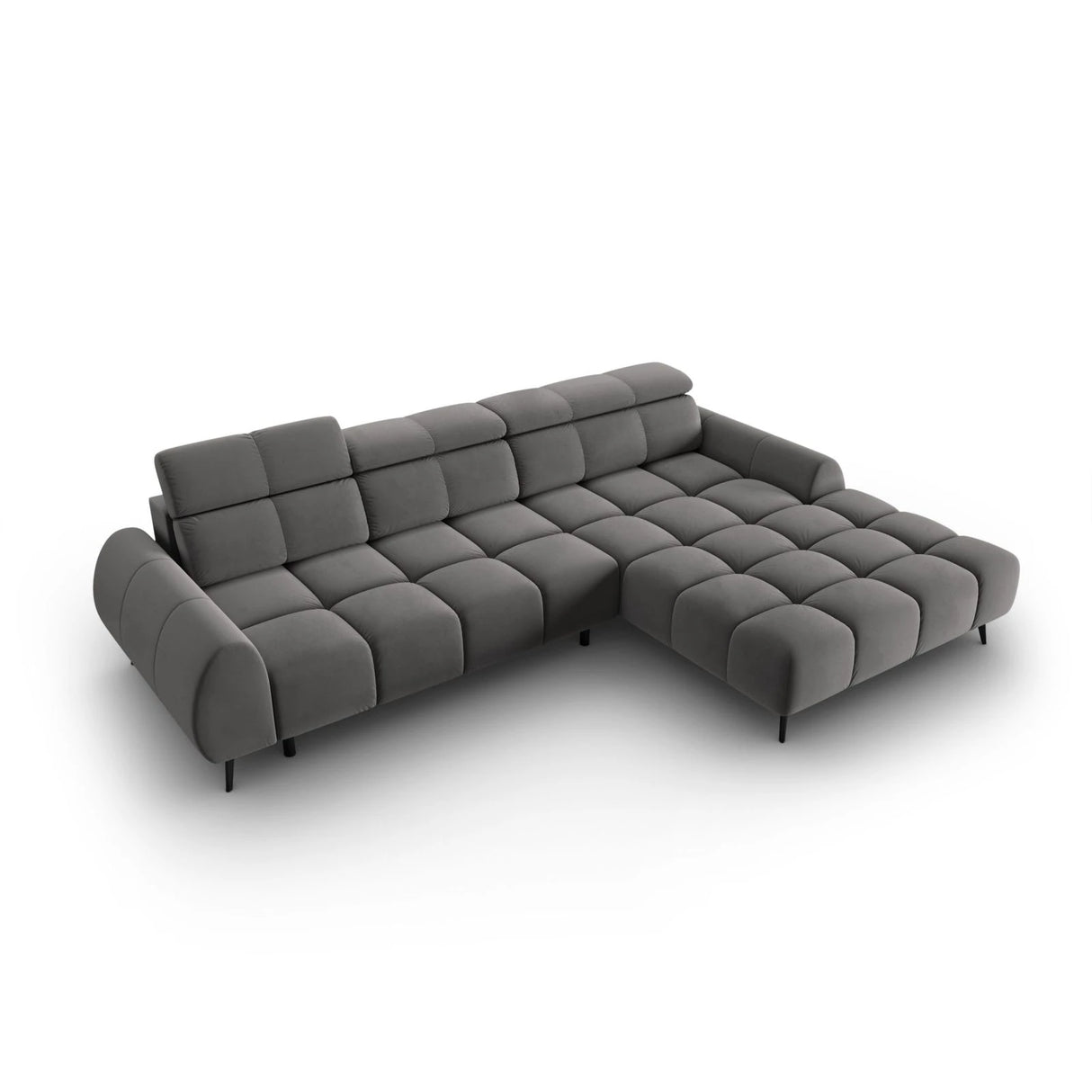 Alyse 5-Sitzer Ecksofa Rechts, elektrisch verstellbar, mit Bezug aus Samt (Bluvel 13) in Hellgrau, 295x188 cm – Bild 6