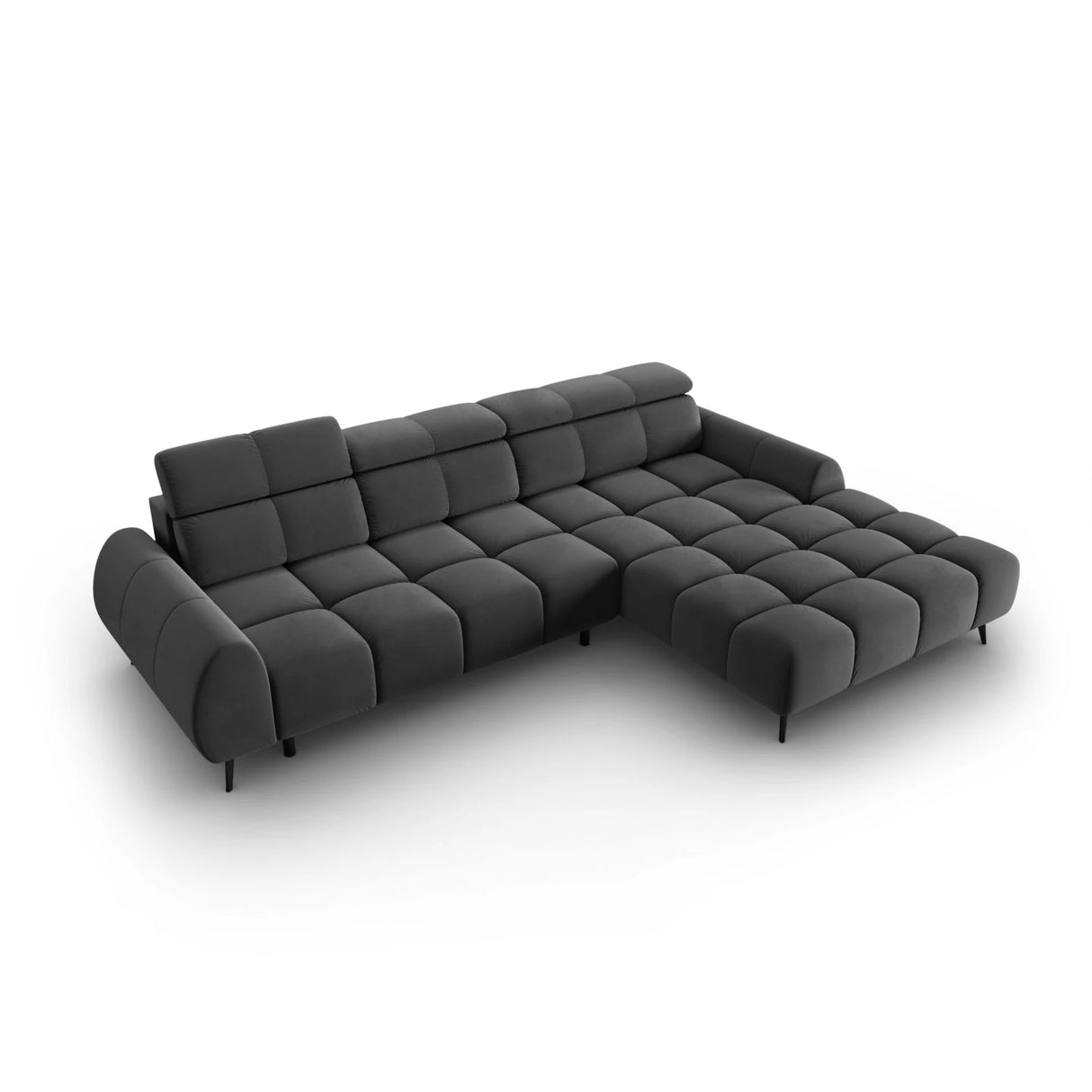 Alyse 5-Sitzer Ecksofa Rechts, elektrisch verstellbar, mit Bezug aus Samt (Bluvel 14) in Grau, 295x188 cm – Bild 6