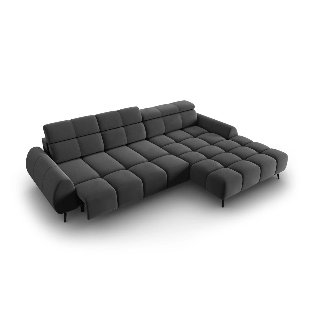 Alyse 5-Sitzer Ecksofa Rechts, elektrisch verstellbar, mit Bezug aus Samt (Bluvel 14) in Grau, 295x188 cm – Bild 7