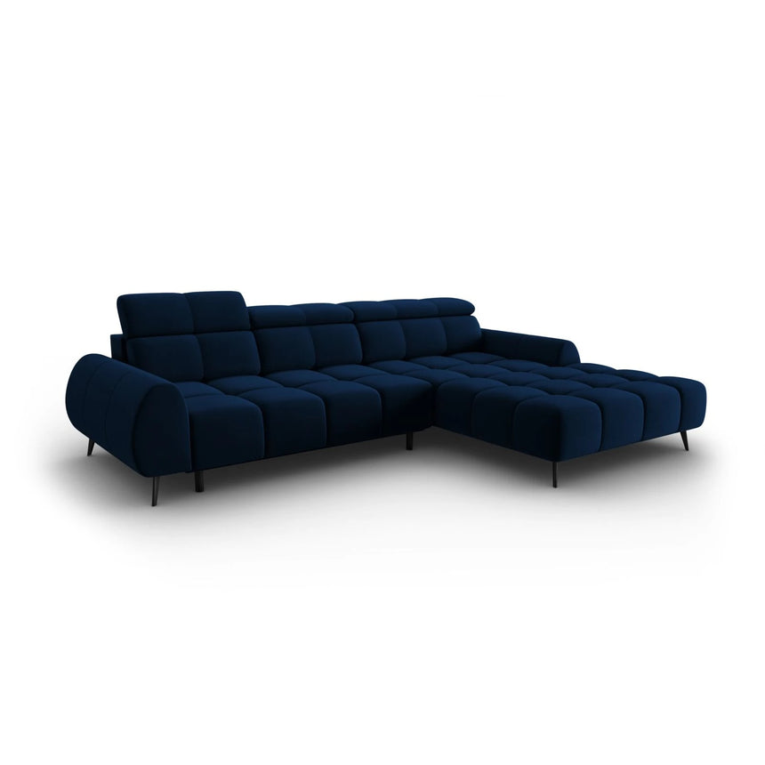 Alyse 5-Sitzer Ecksofa Rechts, elektrisch verstellbar, mit Bezug aus Samt (Bluvel 86) in Königsblau, 295x188 cm – Bild 1