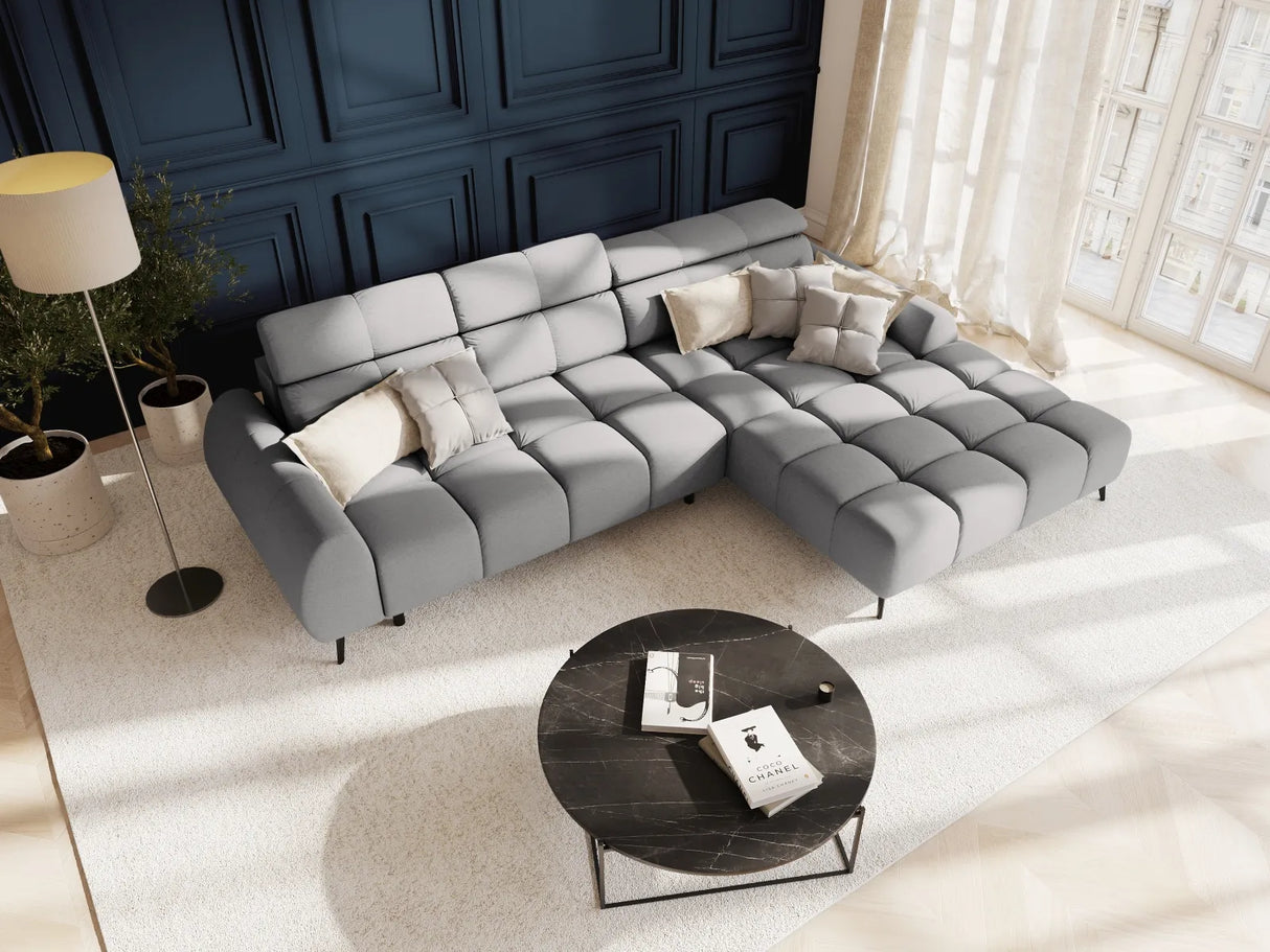 Alyse 5-Sitzer Ecksofa Rechts, elektrisch verstellbar, mit Bezug aus Strukturierter Stoff (Nea 07) in Hellgrau, 295x188 cm – Bild 2