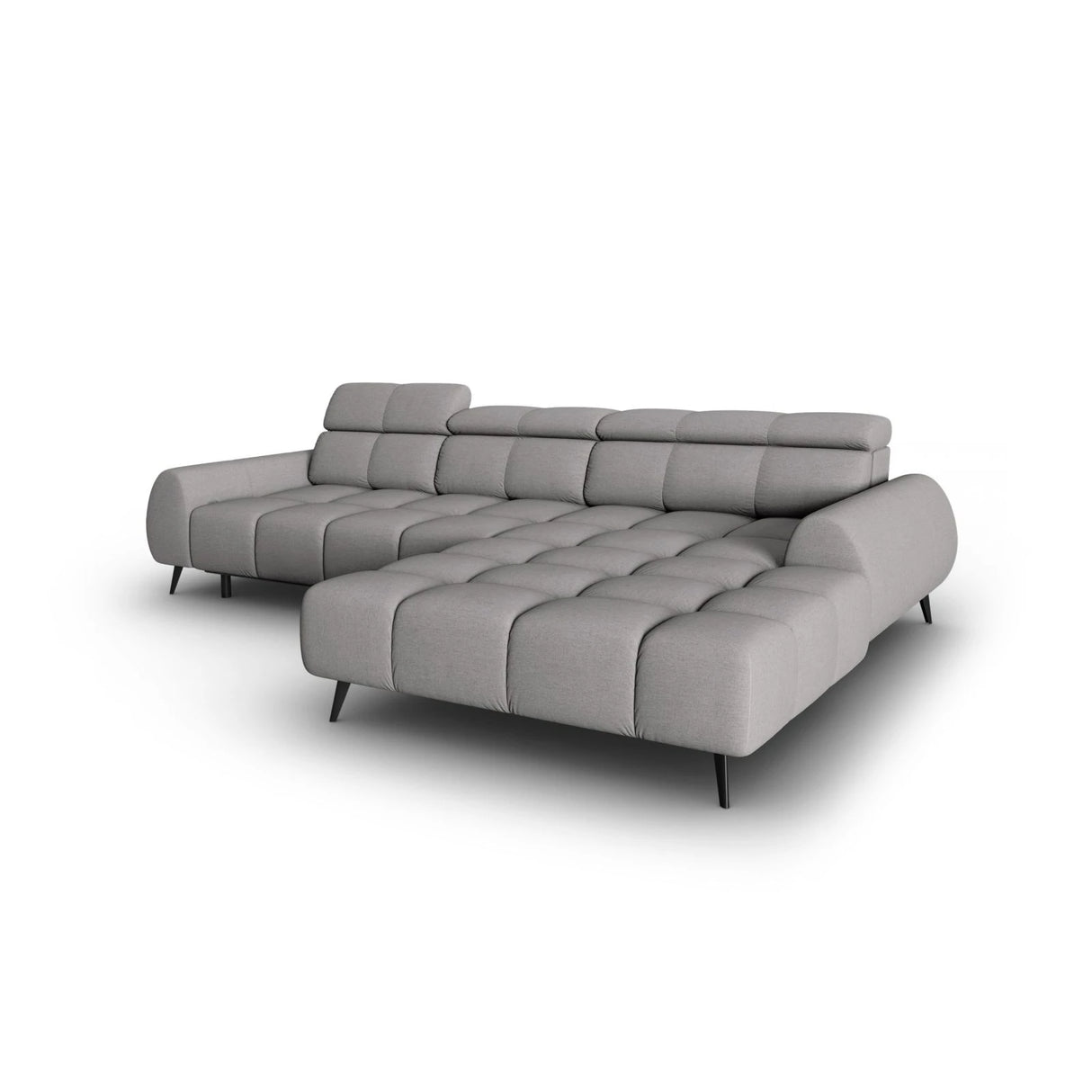 Alyse 5-Sitzer Ecksofa Rechts, elektrisch verstellbar, mit Bezug aus Strukturierter Stoff (Nea 07) in Hellgrau, 295x188 cm – Bild 5