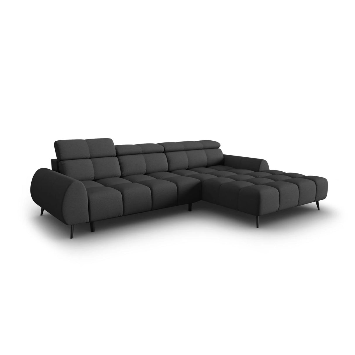 Alyse 5-Sitzer Ecksofa Rechts, elektrisch verstellbar, mit Bezug aus Strukturierter Stoff (Nea 16) in Dunkelgrau, 295x188 cm – Bild 1