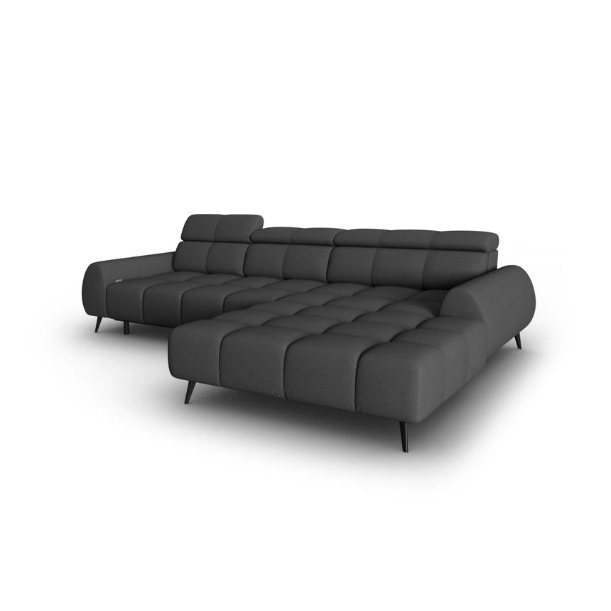 Alyse 5-Sitzer Ecksofa Rechts, elektrisch verstellbar, mit Bezug aus Strukturierter Stoff (Nea 16) in Dunkelgrau, 295x188 cm – Bild 5