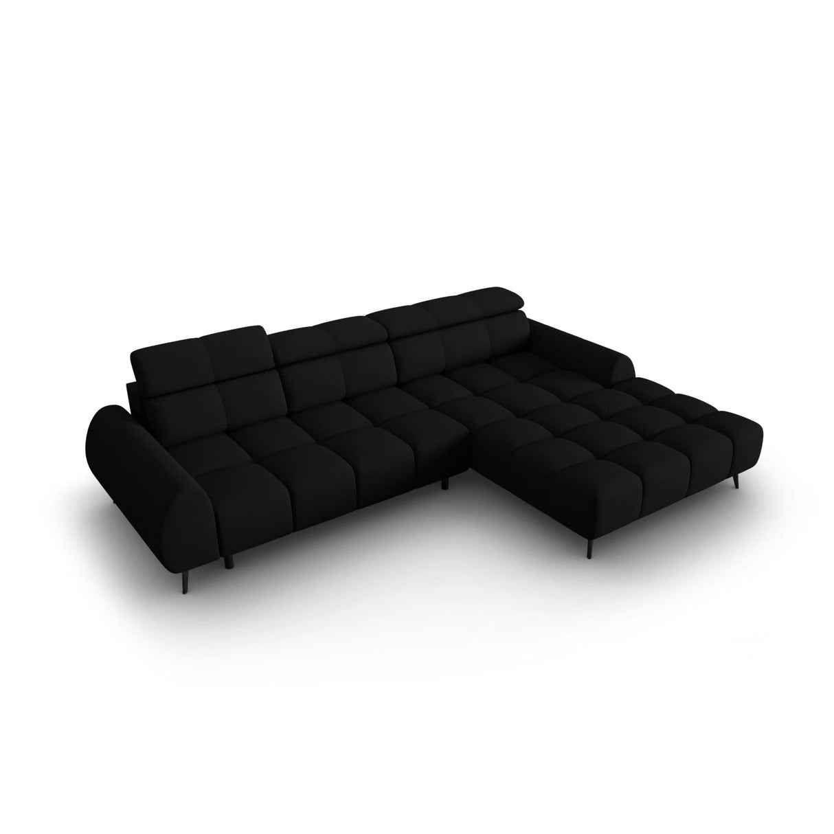 Alyse 5-Sitzer Ecksofa Rechts, elektrisch verstellbar, mit Bezug aus Strukturierter Stoff (Nea 19) in Schwarz, 295x188 cm – Bild 6