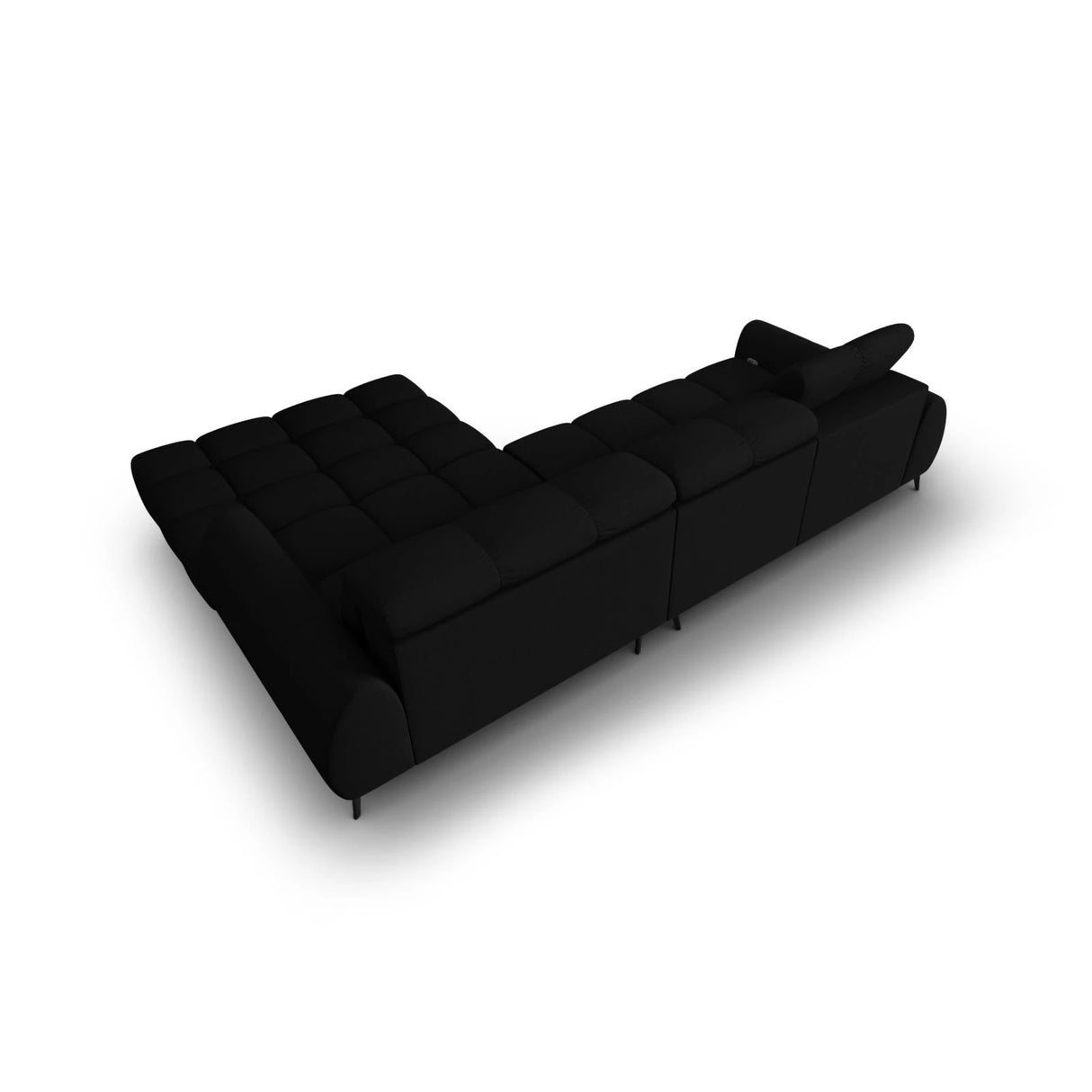 Alyse 5-Sitzer Ecksofa Rechts, elektrisch verstellbar, mit Bezug aus Strukturierter Stoff (Nea 19) in Schwarz, 295x188 cm – Bild 8