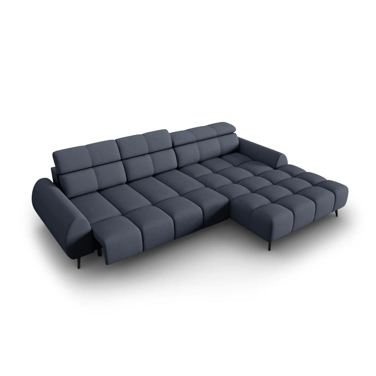 Alyse 5-Sitzer Ecksofa Rechts, elektrisch verstellbar, mit Bezug aus Strukturierter Stoff (Nea 86) in Dunkelblau, 295x188 cm – Bild 7