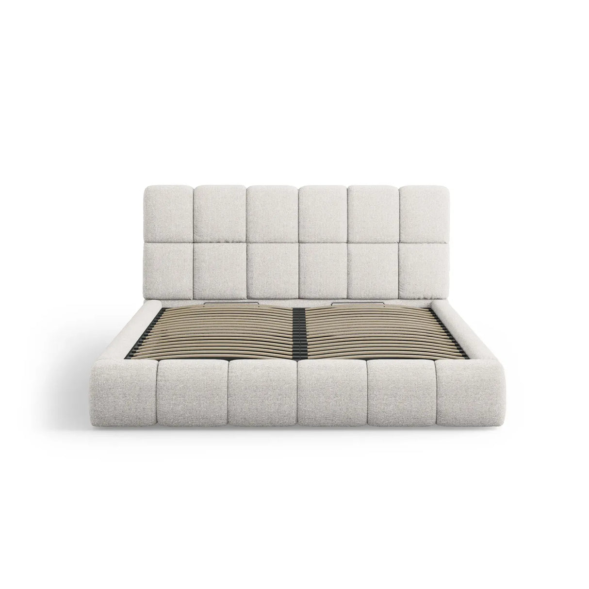 Bellis Bett mit Kopfteil und Stauraum Bezug aus Samt oder Chenille, 200x200 cm - ZEN ZONE Furniture