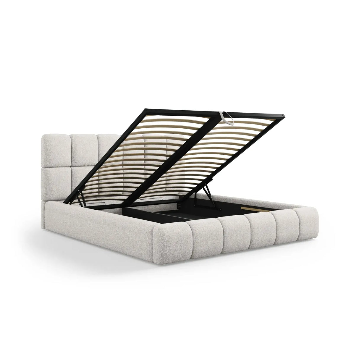 Bellis Bett mit Kopfteil und Stauraum Bezug aus Samt oder Chenille, 200x200 cm - ZEN ZONE Furniture