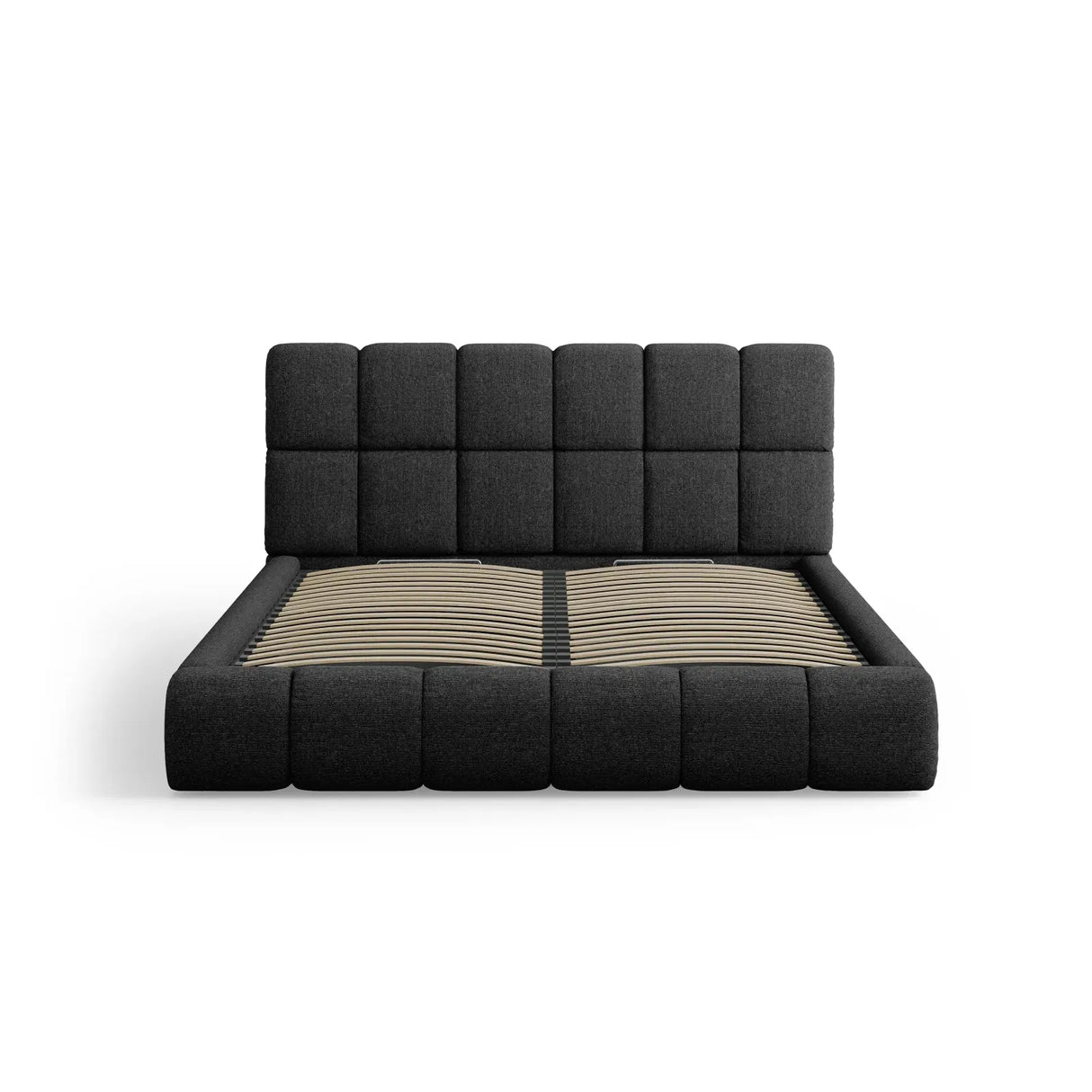 Bellis Bett mit Kopfteil und Stauraum Bezug aus Samt oder Chenille, 200x200 cm - ZEN ZONE Furniture