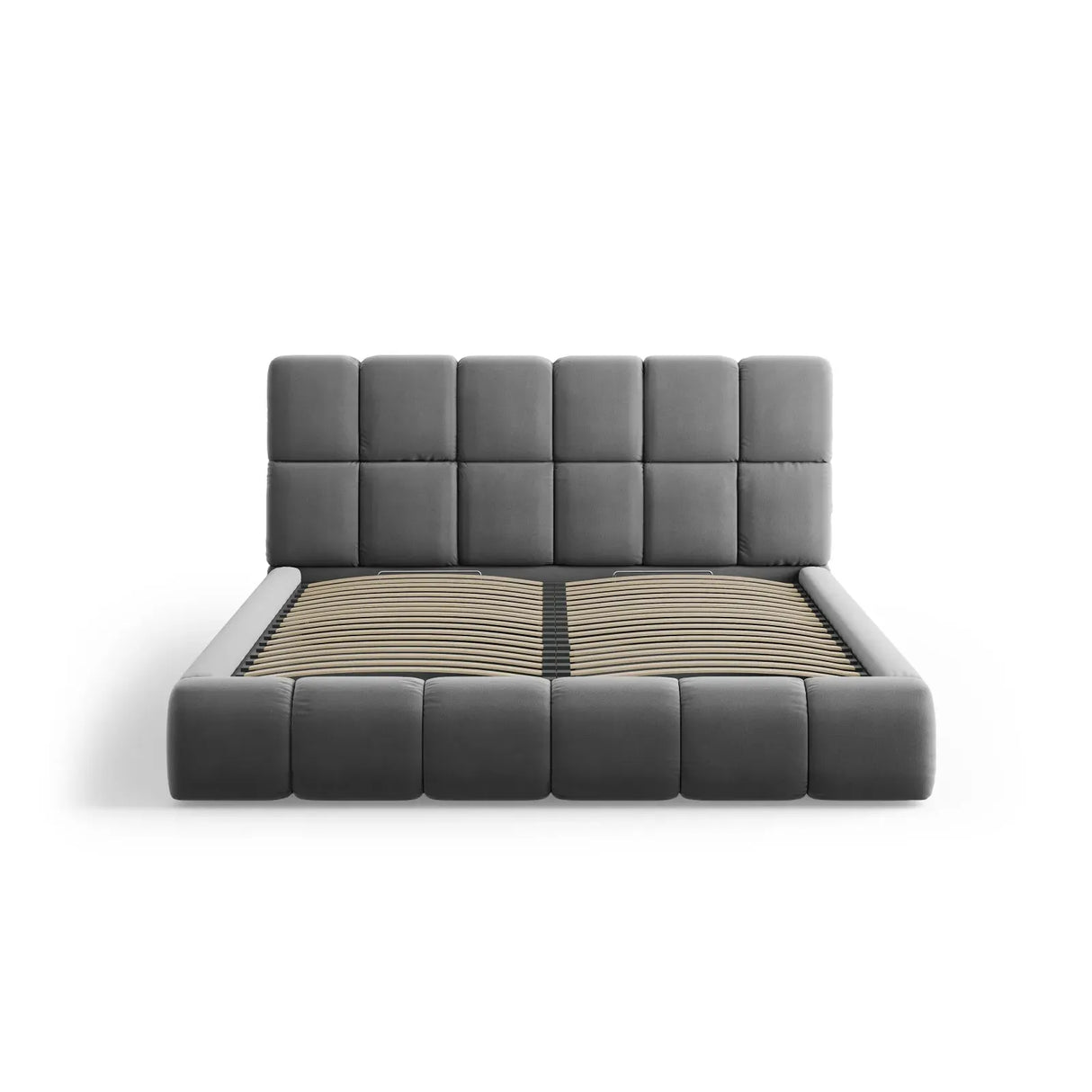 Bellis Bett mit Kopfteil und Stauraum Bezug aus Samt oder Chenille, 200x200 cm - ZEN ZONE Furniture