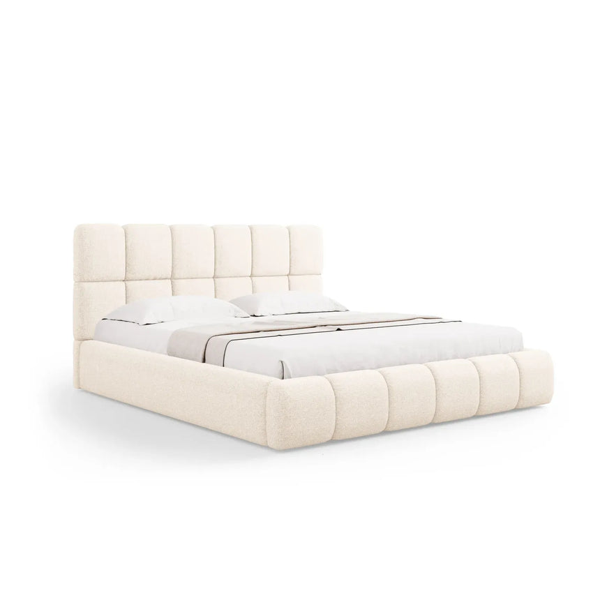 Bellis Bett mit Kopfteil und Stauraum Bezug aus Samt oder Chenille, 200x200 cm - ZEN ZONE Furniture