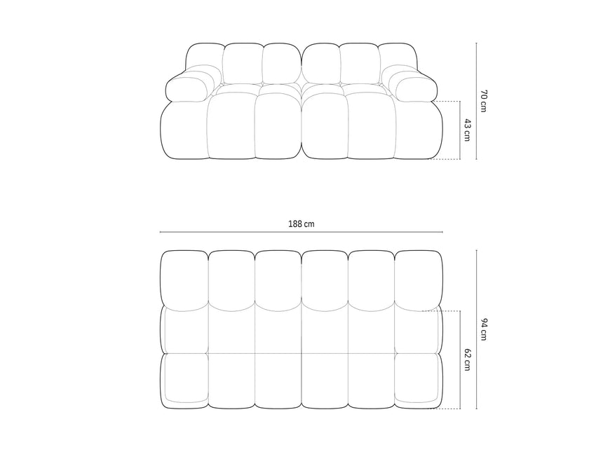 Bellis Modulares 2-Sitzer Sofa 188 cm mit Samt-Bezug (Blu4215) in Terrakotta – Bild 2