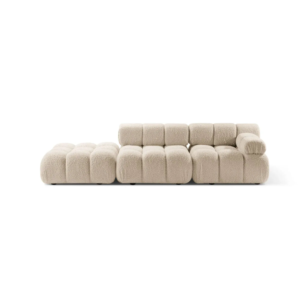 Bellis Modulares 3-Sitzer Sofa mit Pouf Links mit Boucle-Polsterung 282 cm - ZEN ZONE Furniture